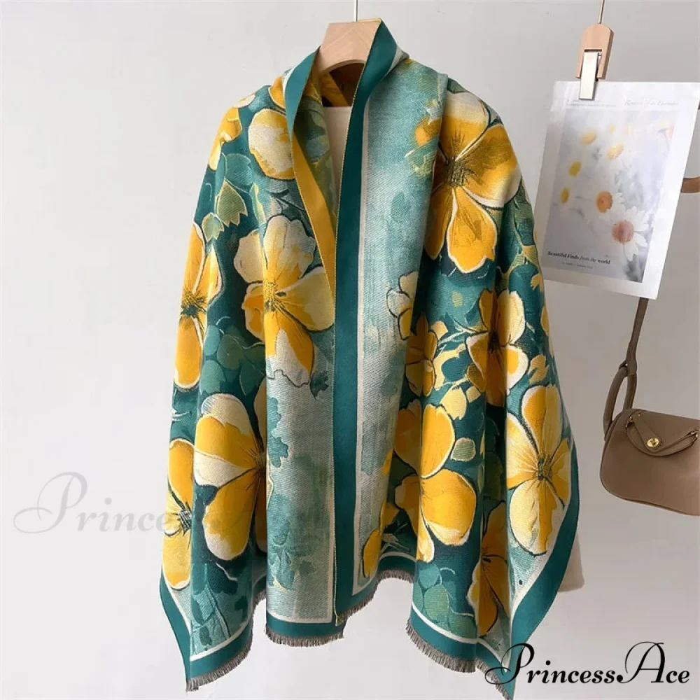 Sophisticated Flower Pashmina Winter Cashmere Scarf - Image 4