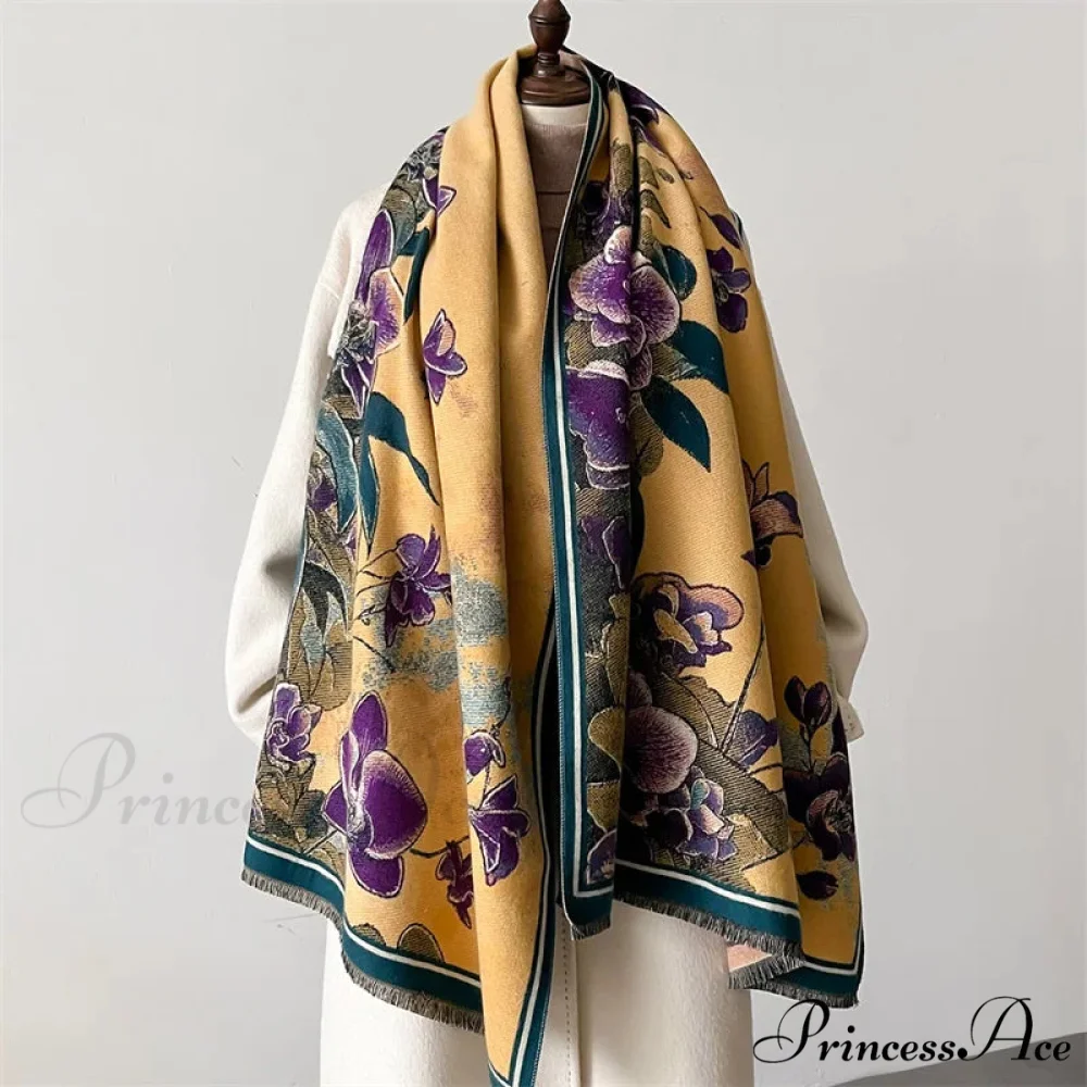 Sophisticated Flower Pashmina Winter Cashmere Scarf - Image 5