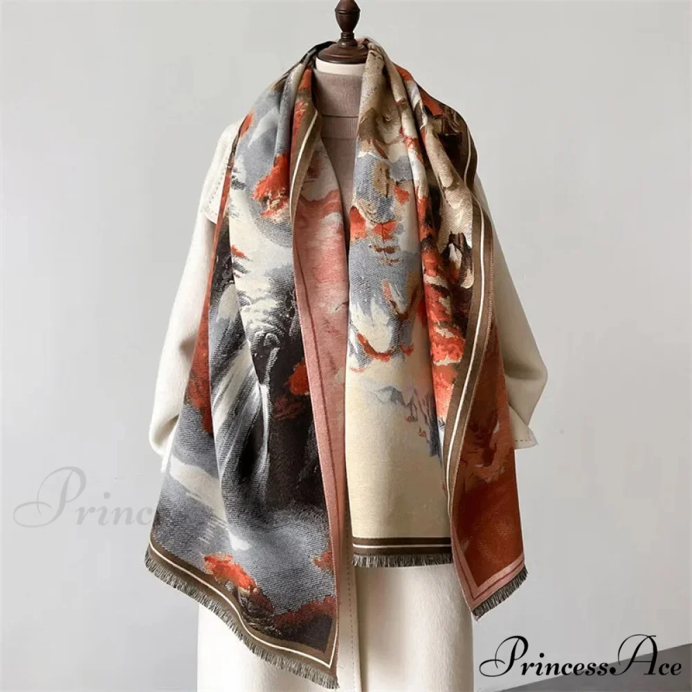 Sophisticated Flower Pashmina Winter Cashmere Scarf - Image 8