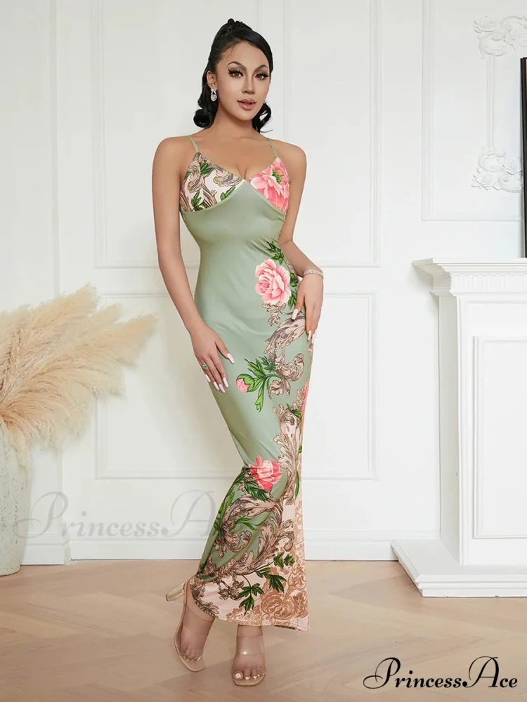 Sophisticated Flower Thin Strap Open-Back Flower Dress - Image 2