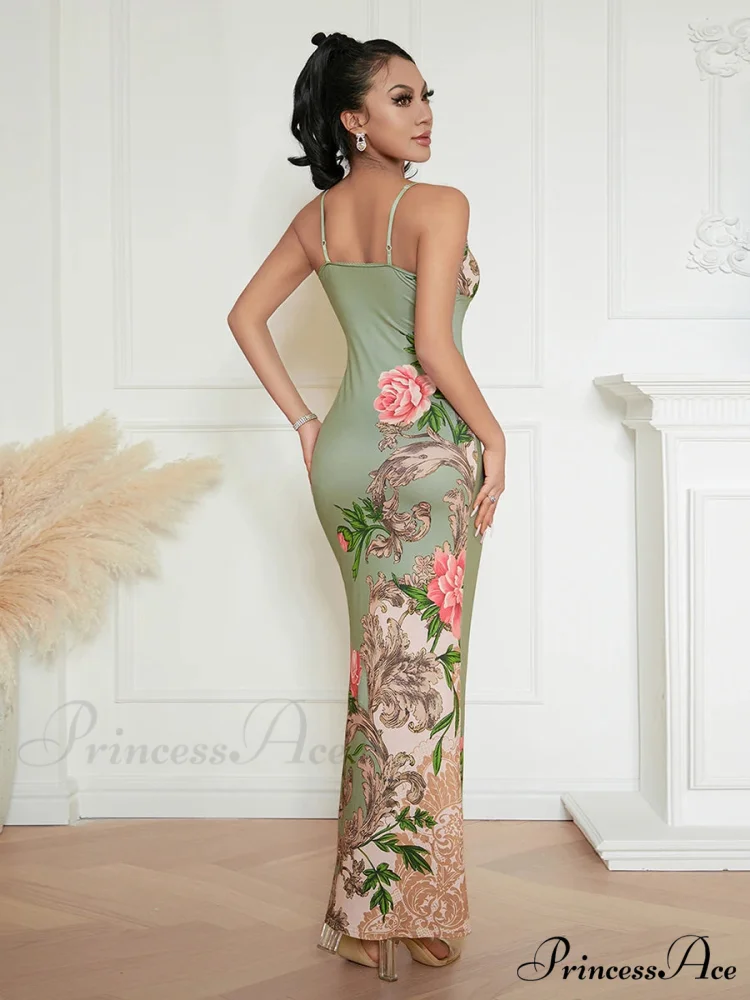 Sophisticated Flower Thin Strap Open-Back Flower Dress - Image 3