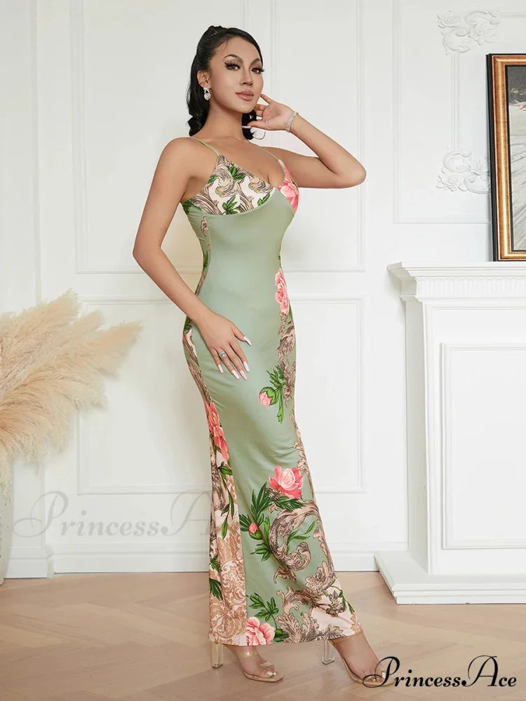 Sophisticated Flower Thin Strap Open-Back Flower Dress - Image 4