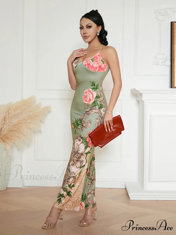 Sophisticated Flower Thin Strap Open-Back Flower Dress - Image 5