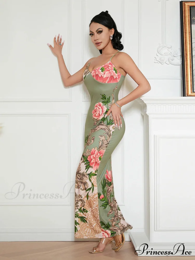 Sophisticated Flower Thin Strap Open-Back Flower Dress - Image 6