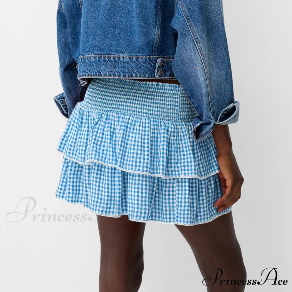 Sophisticated Tiered Checkered Summer Skirt - Image 6