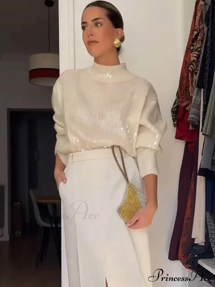 Sparkling Circular Neck Baggy Jumper - Image 2
