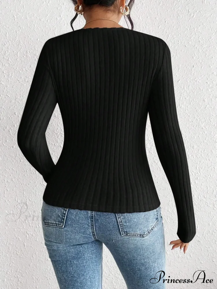 Sparkling Collar Informal Knitted Extended Sleeve Top Women - Image 2