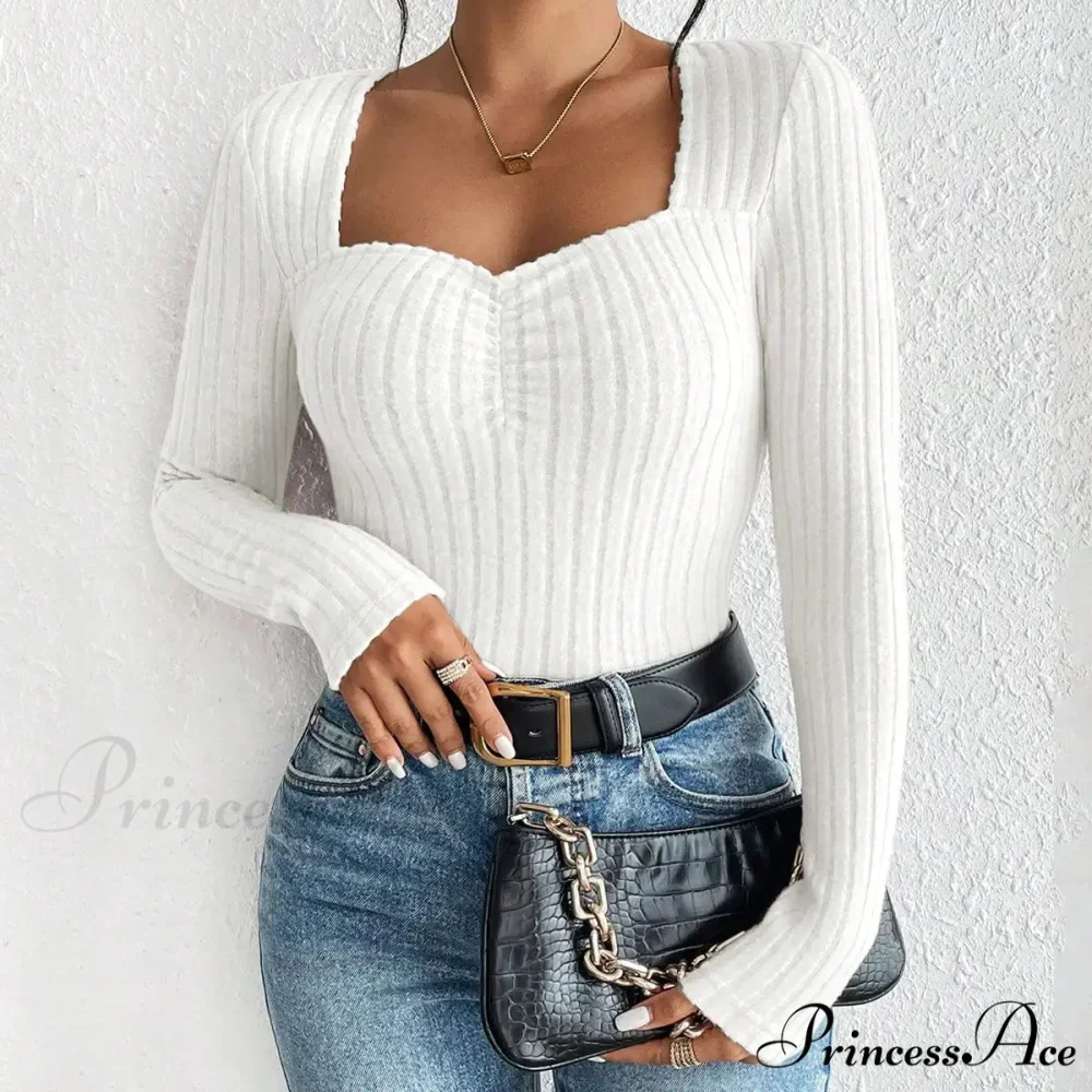 Sparkling Collar Informal Knitted Extended Sleeve Top Women - Image 9