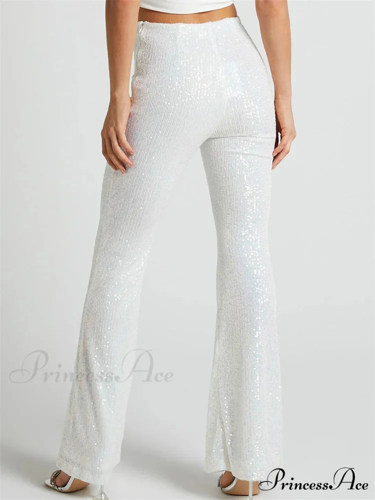 Sparkling High Waist Slim Fit Flare Club Pant - Image 2