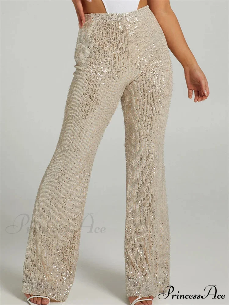 Sparkling High Waist Slim Fit Flare Club Pant - Image 3