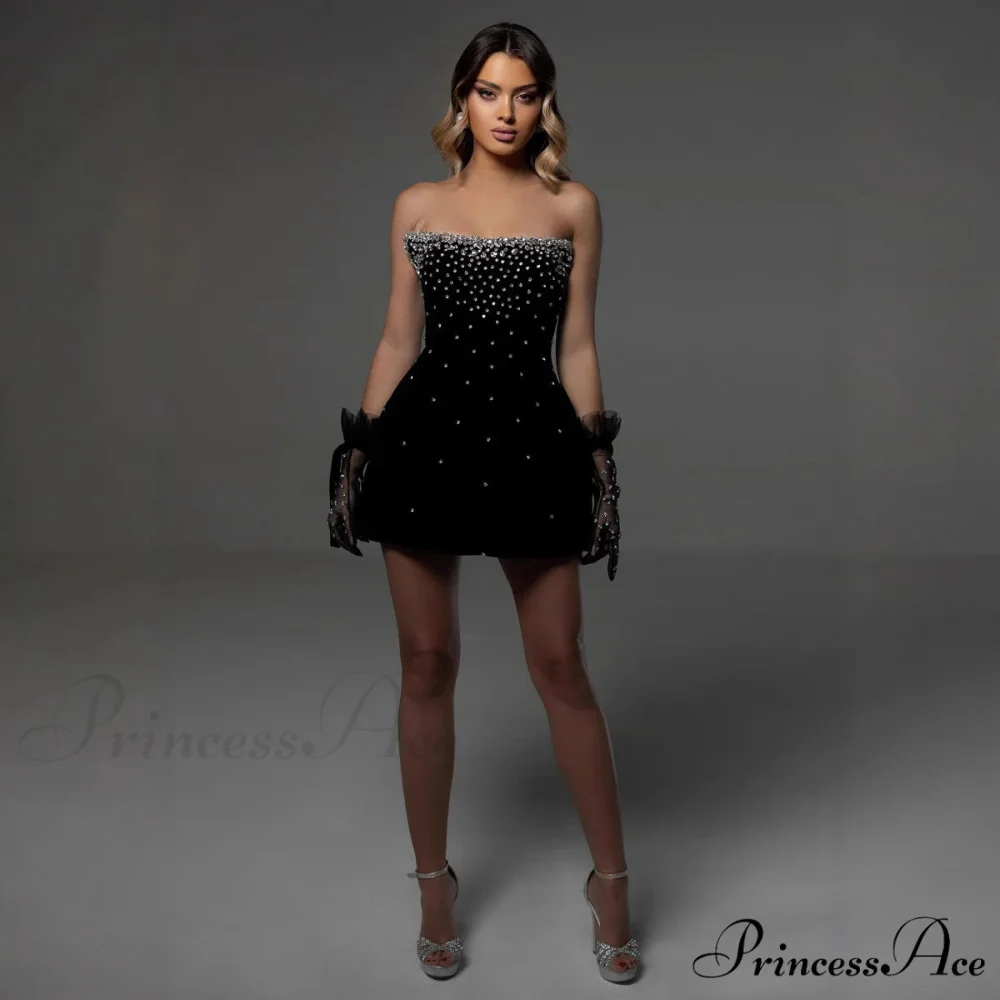 Sparkling Mesh Strapless Bandage Prom Dress - Image 2