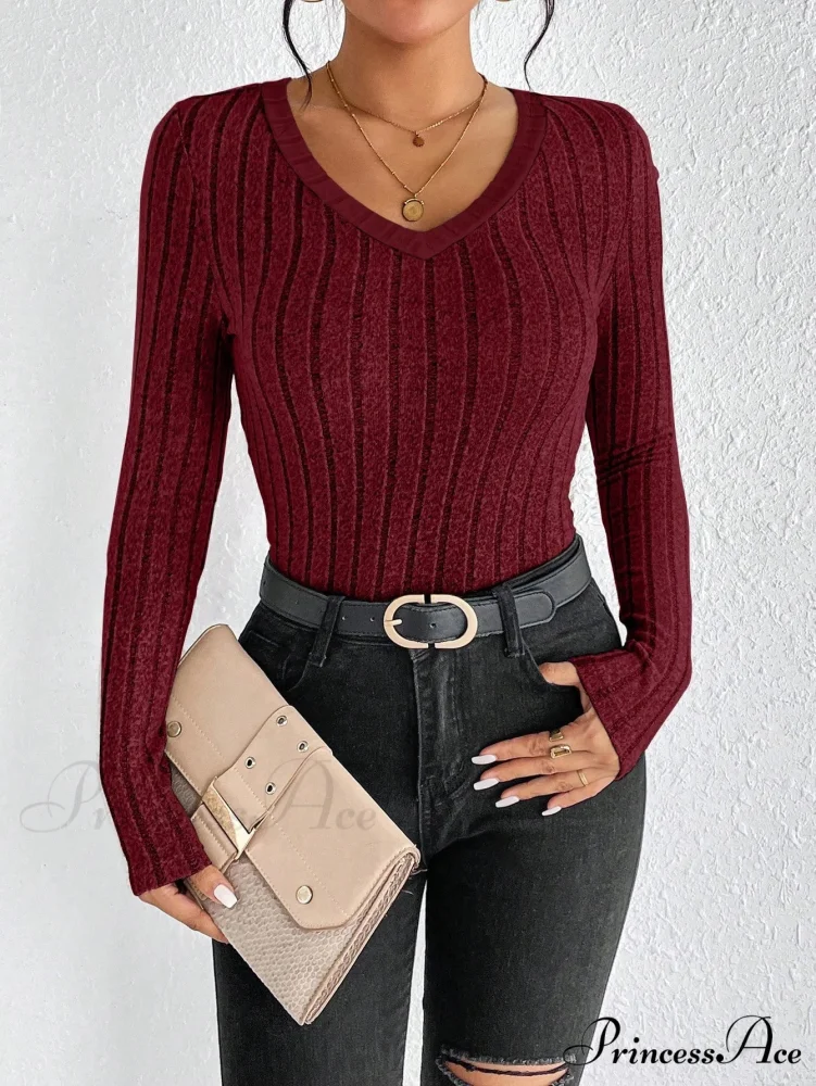 Spice Girl Seductive Slim V-Neck Style Personality Top Women - Image 12