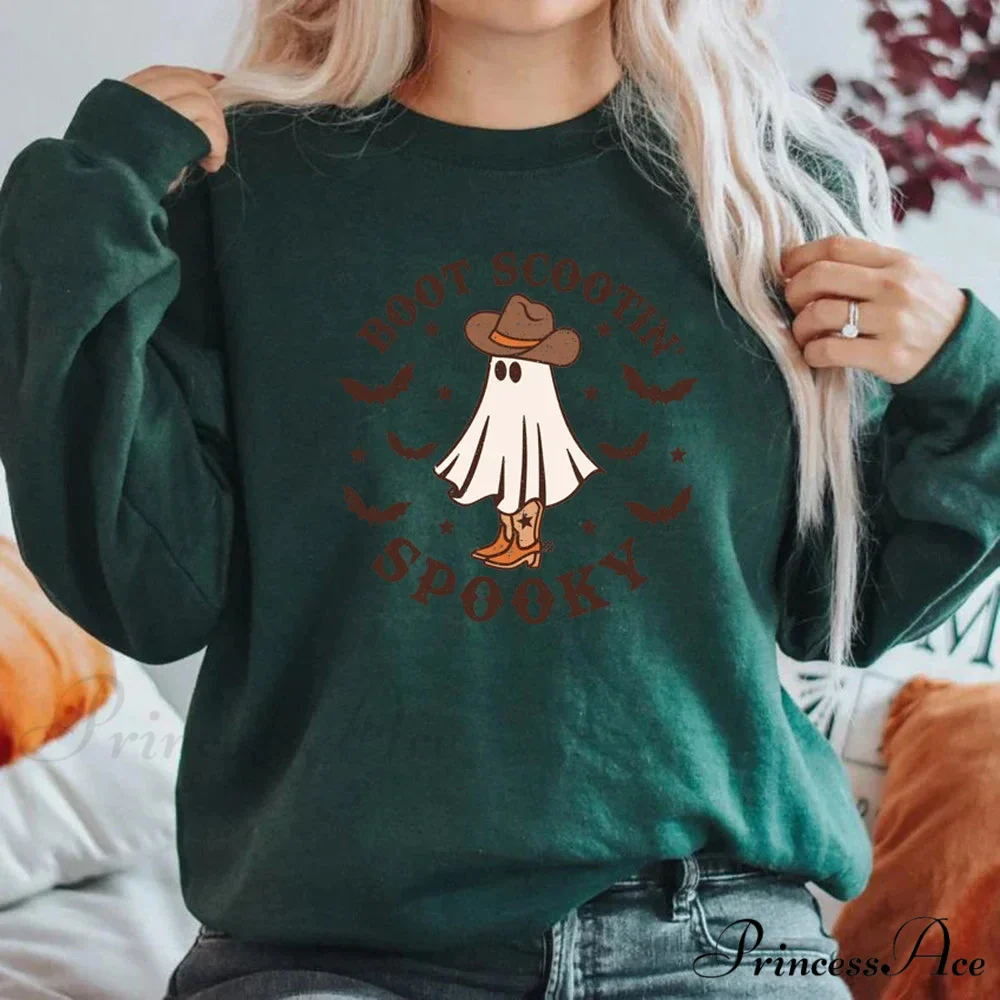Spooky Cowboy Ghost Fun Fall Cozy Hoodie - Image 12