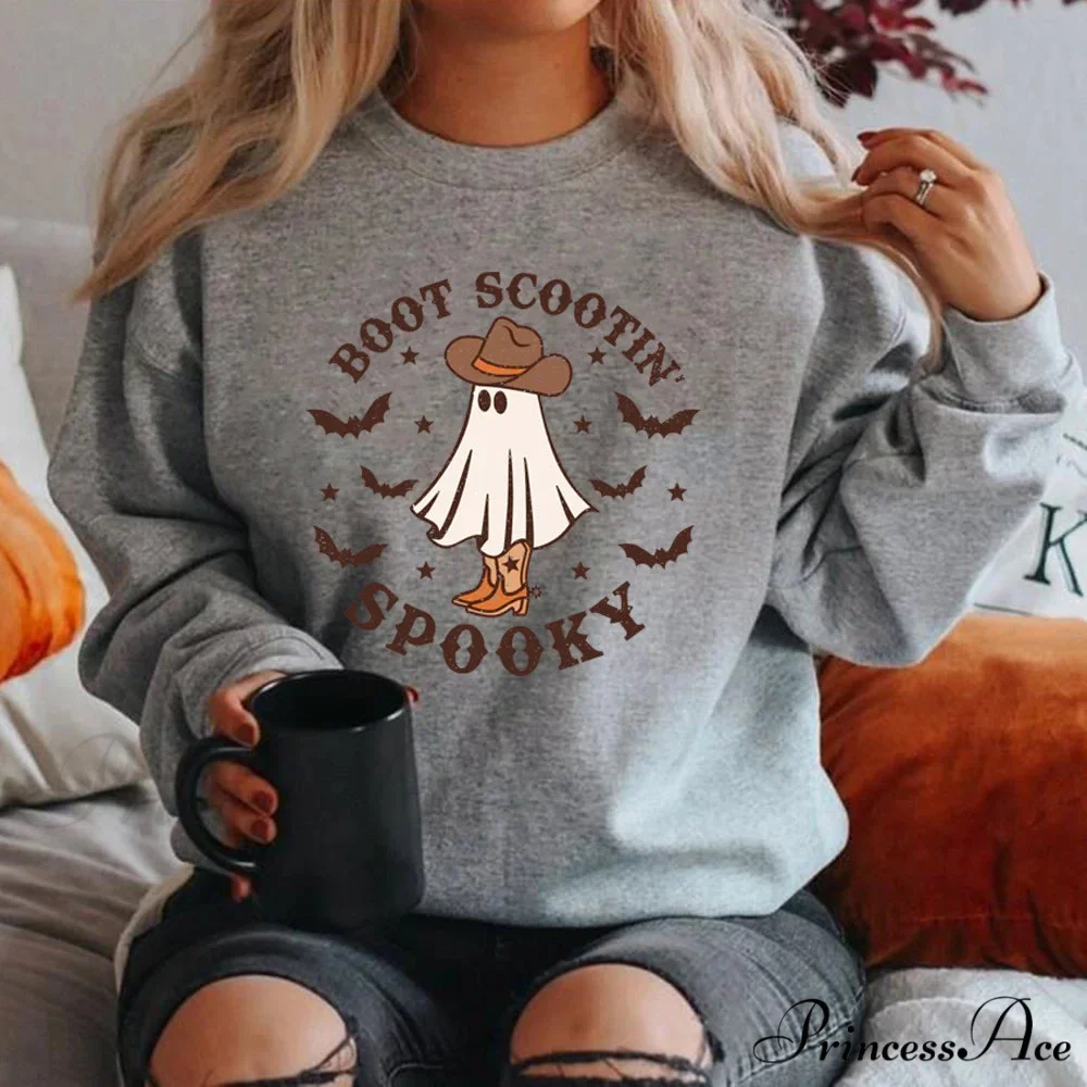 Spooky Cowboy Ghost Fun Fall Cozy Hoodie - Image 2