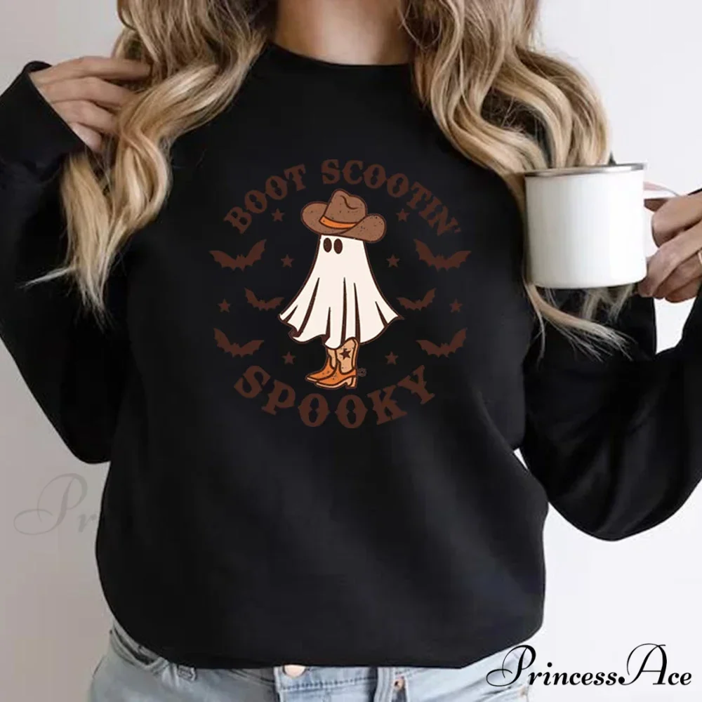 Spooky Cowboy Ghost Fun Fall Cozy Hoodie - Image 7