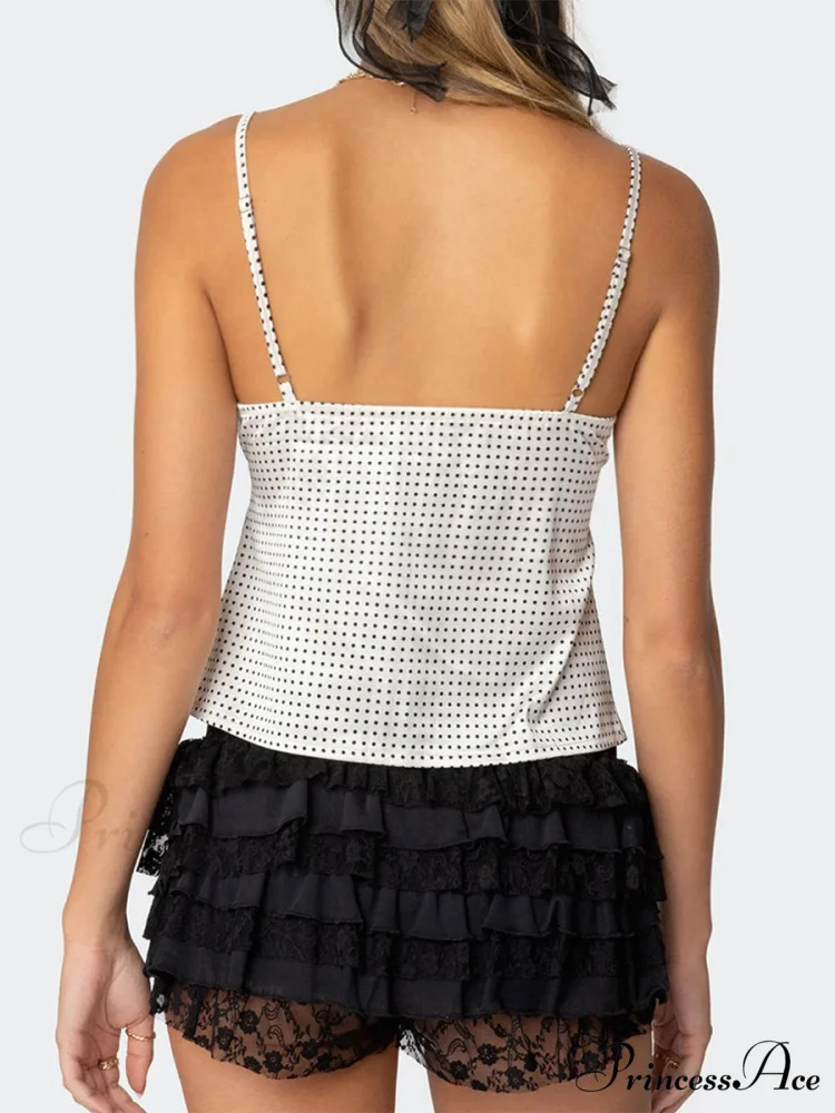 Spots Pattern Silk Lace Crop Top - Image 2