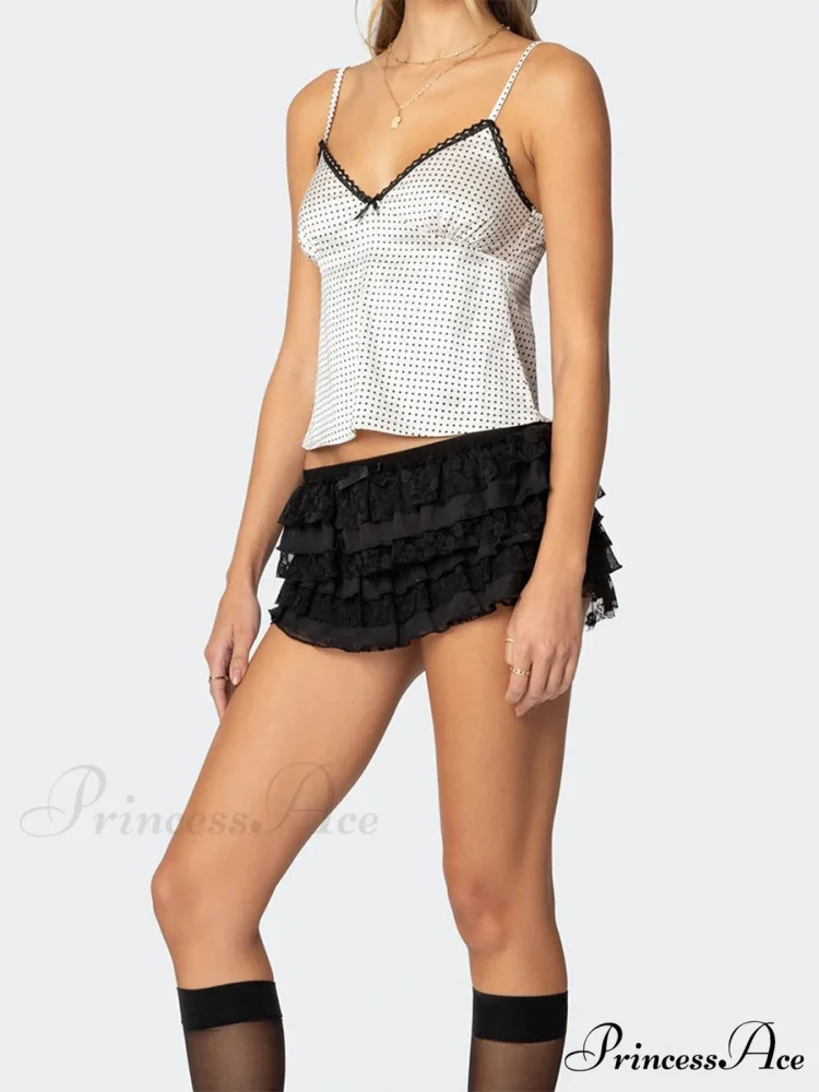 Spots Pattern Silk Lace Crop Top - Image 5