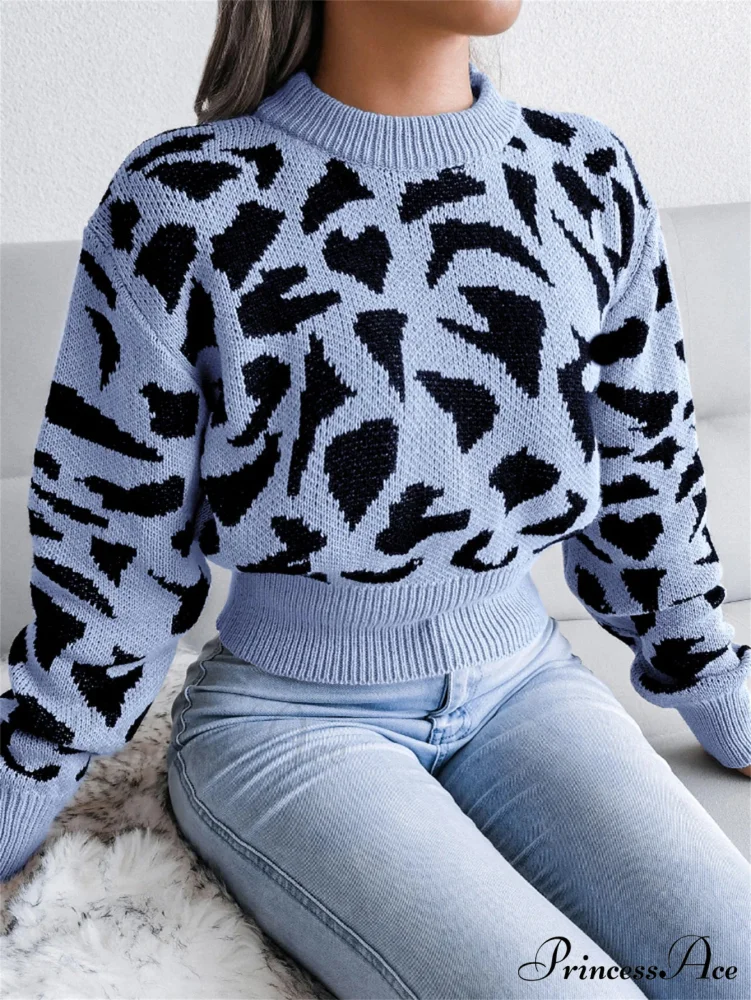 Spotted Design Waist Collection Circular Neck Sweater - Image 4