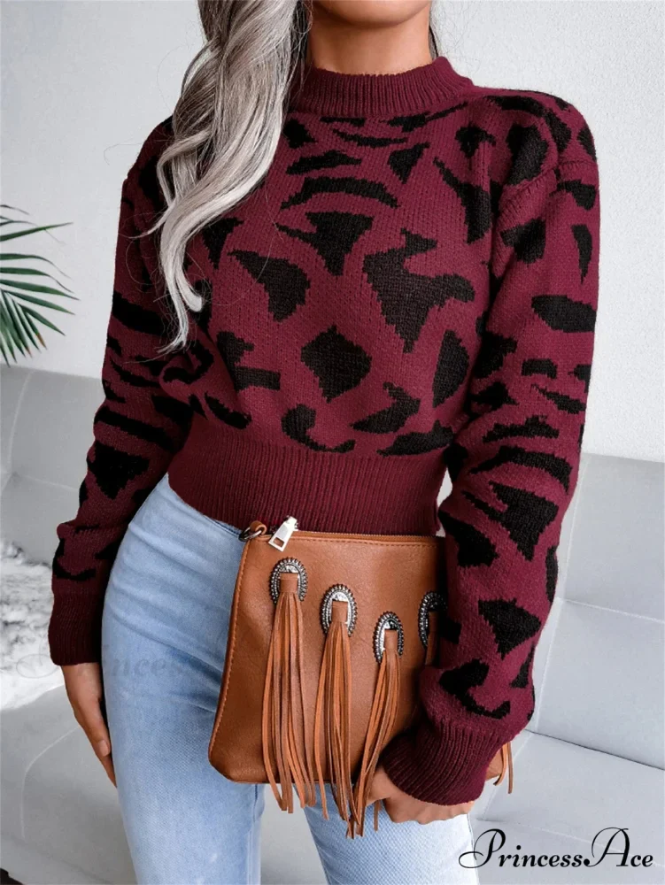 Spotted Design Waist Collection Circular Neck Sweater - Image 6