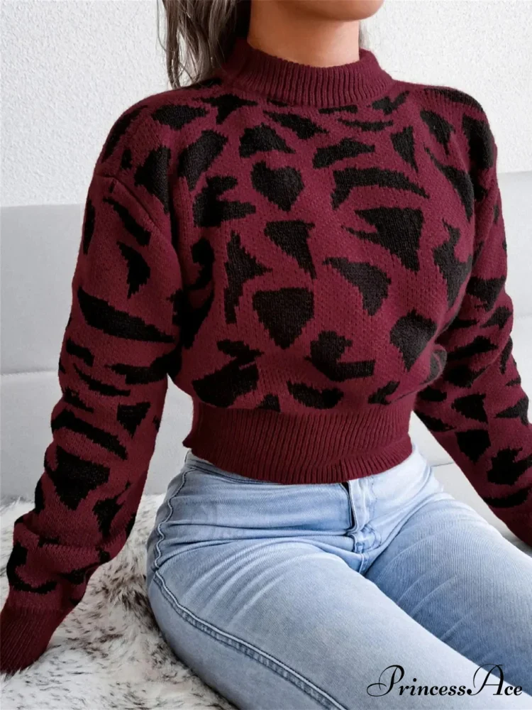 Spotted Design Waist Collection Circular Neck Sweater - Image 8