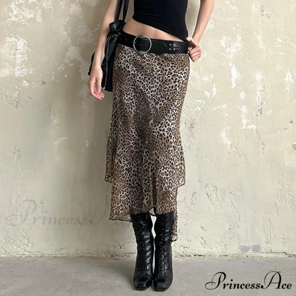 Spotted Pattern Asymmetrical Hem Skirt - Image 2