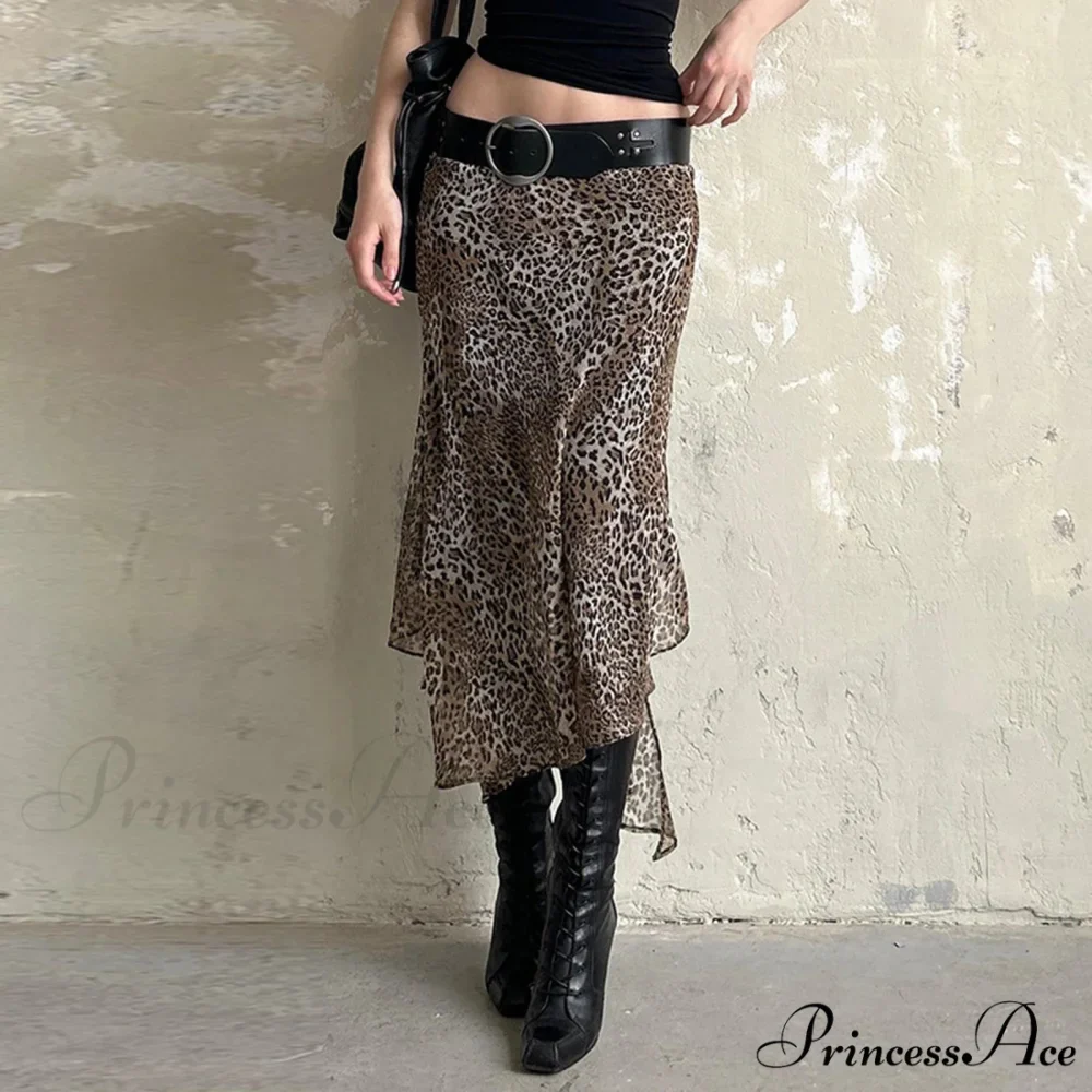 Spotted Pattern Asymmetrical Hem Skirt - Image 3
