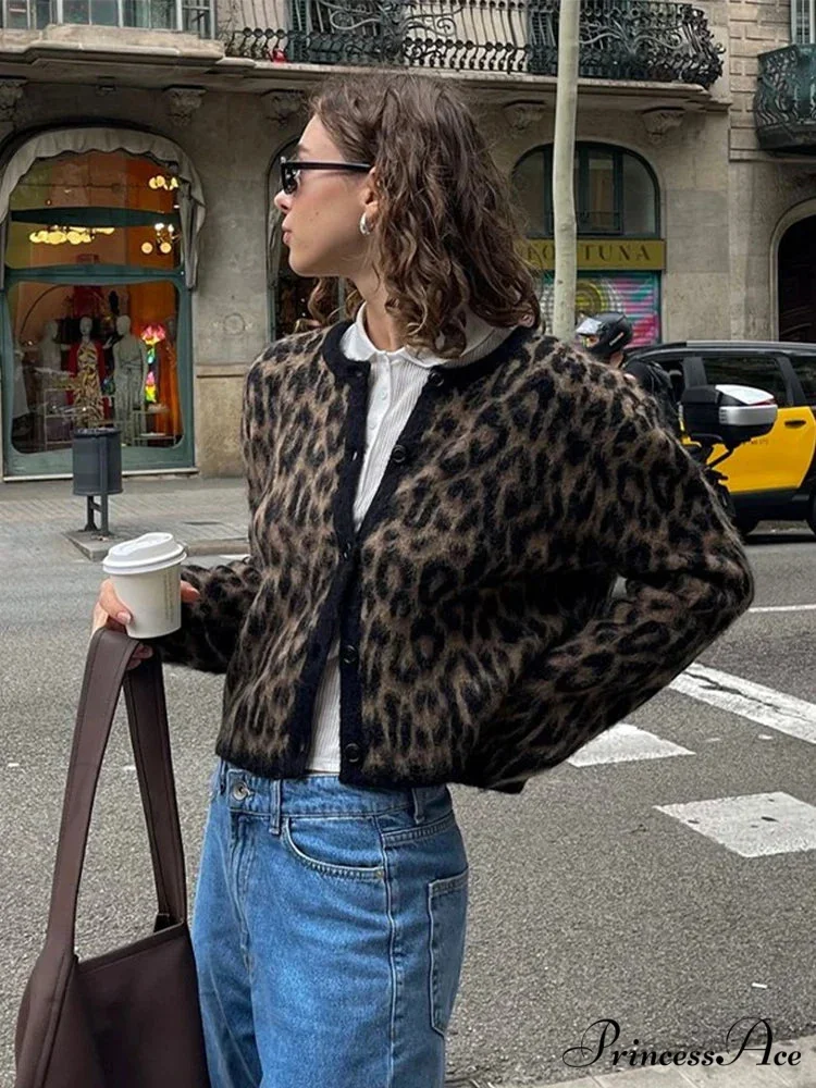 Spotted Pattern Circular Neck Mohair Cardigan - Image 3