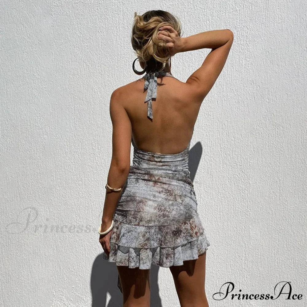 Spotted Pattern Frills Uneven Holiday Dress - Image 3