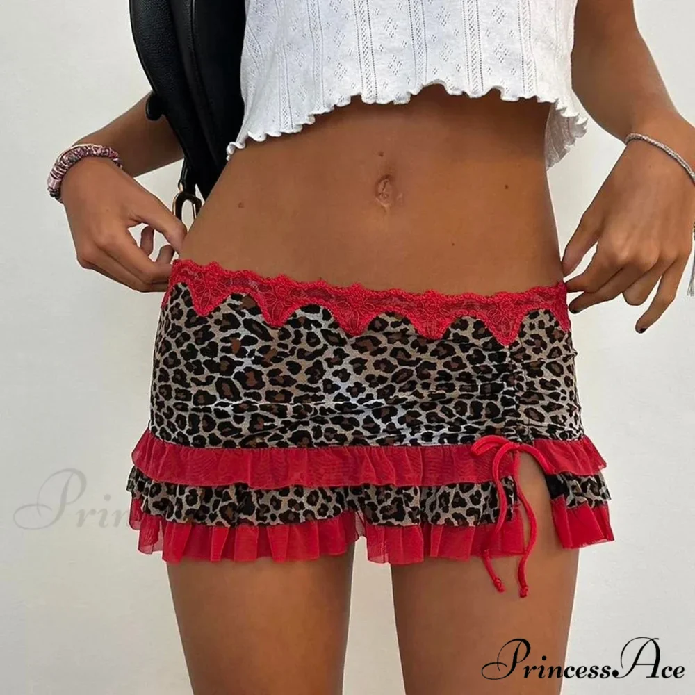Spotted Pattern Layered Slim Skirt - Image 5