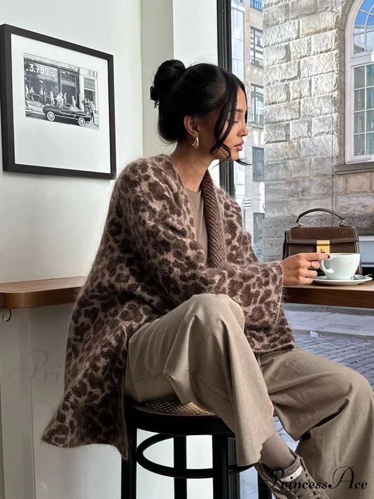 Spotted Pattern Mohair Open Cardigan - Image 2