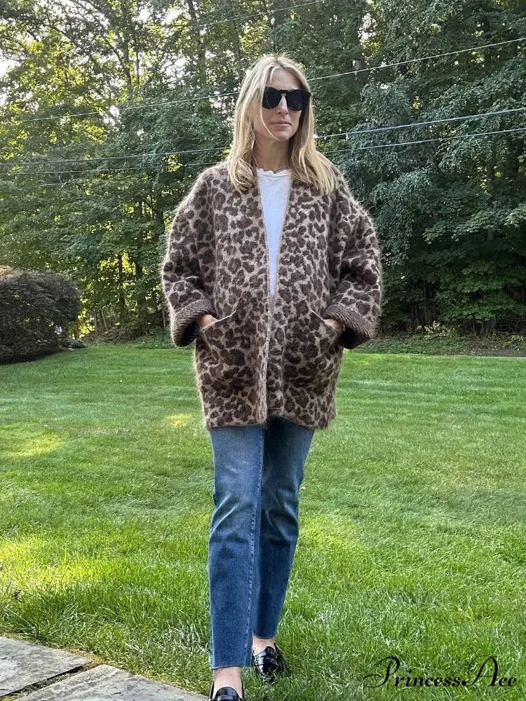 Spotted Pattern Mohair Open Cardigan - Image 3