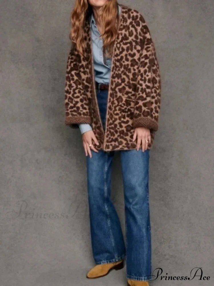 Spotted Pattern Mohair Open Cardigan - Image 4