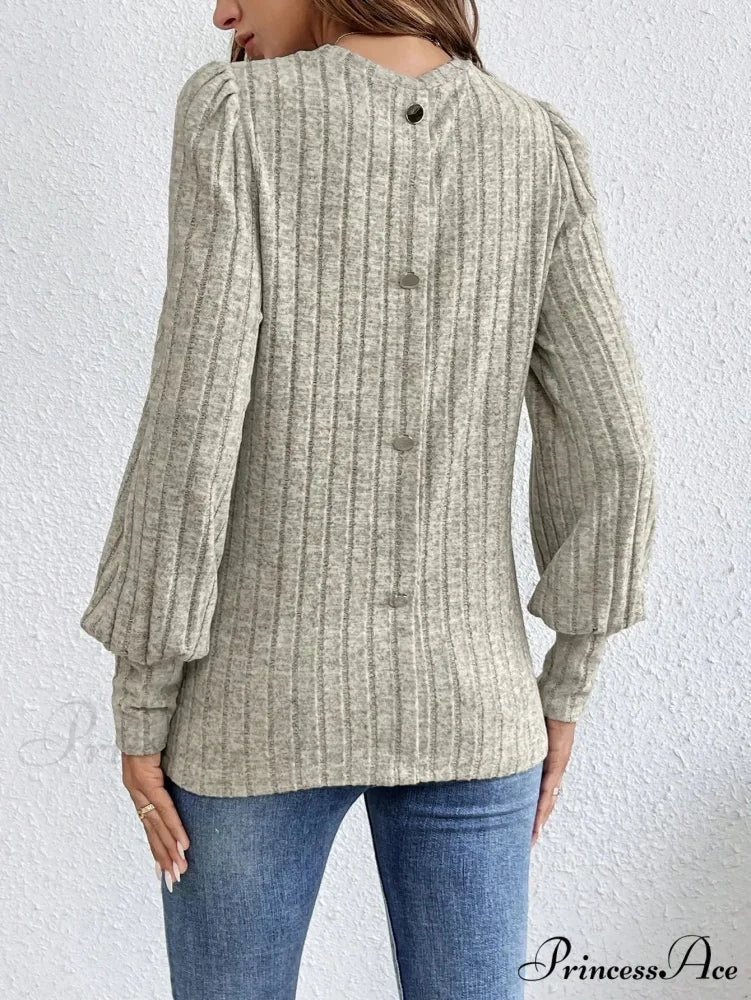 Spring Autumn Informal Crewneck Baggy Knit T-shirt - Image 2
