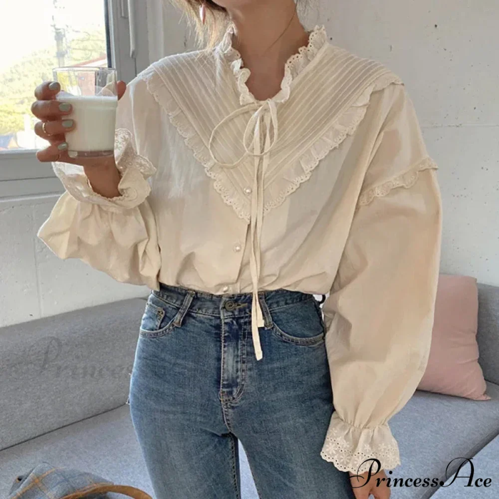 Spring Free Lantern Sleeve Classic Blouse - Image 3