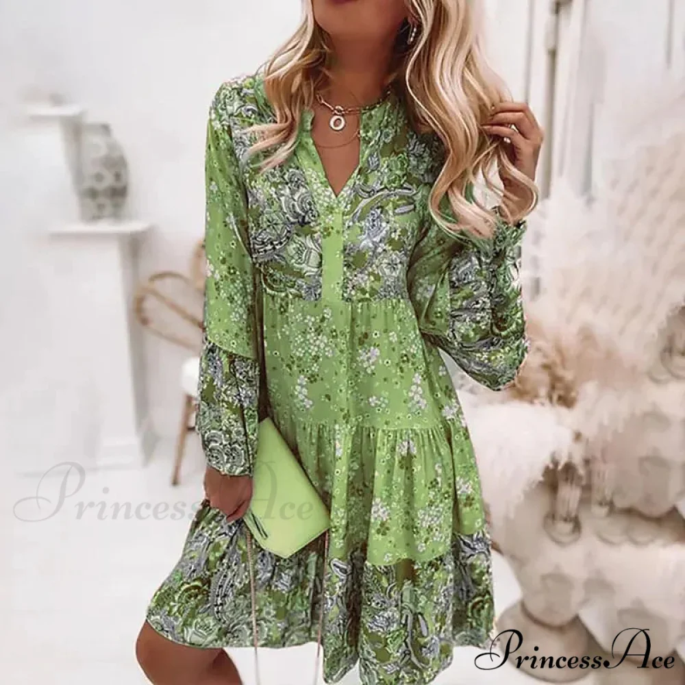 Spring Informal Flowery Medium Length Dress - Image 3