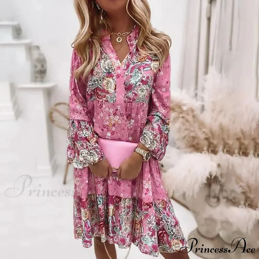 Spring Informal Flowery Medium Length Dress - Image 4