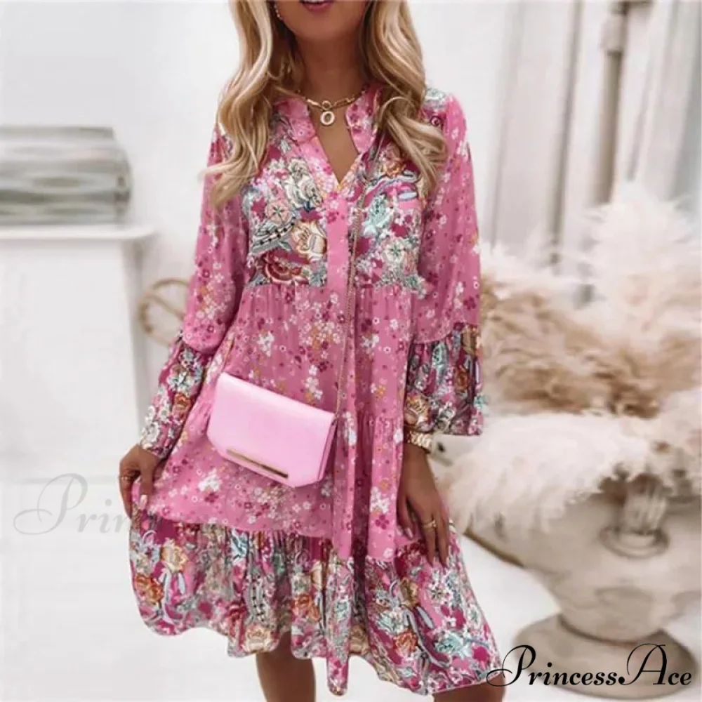 Spring Informal Flowery Medium Length Dress - Image 5
