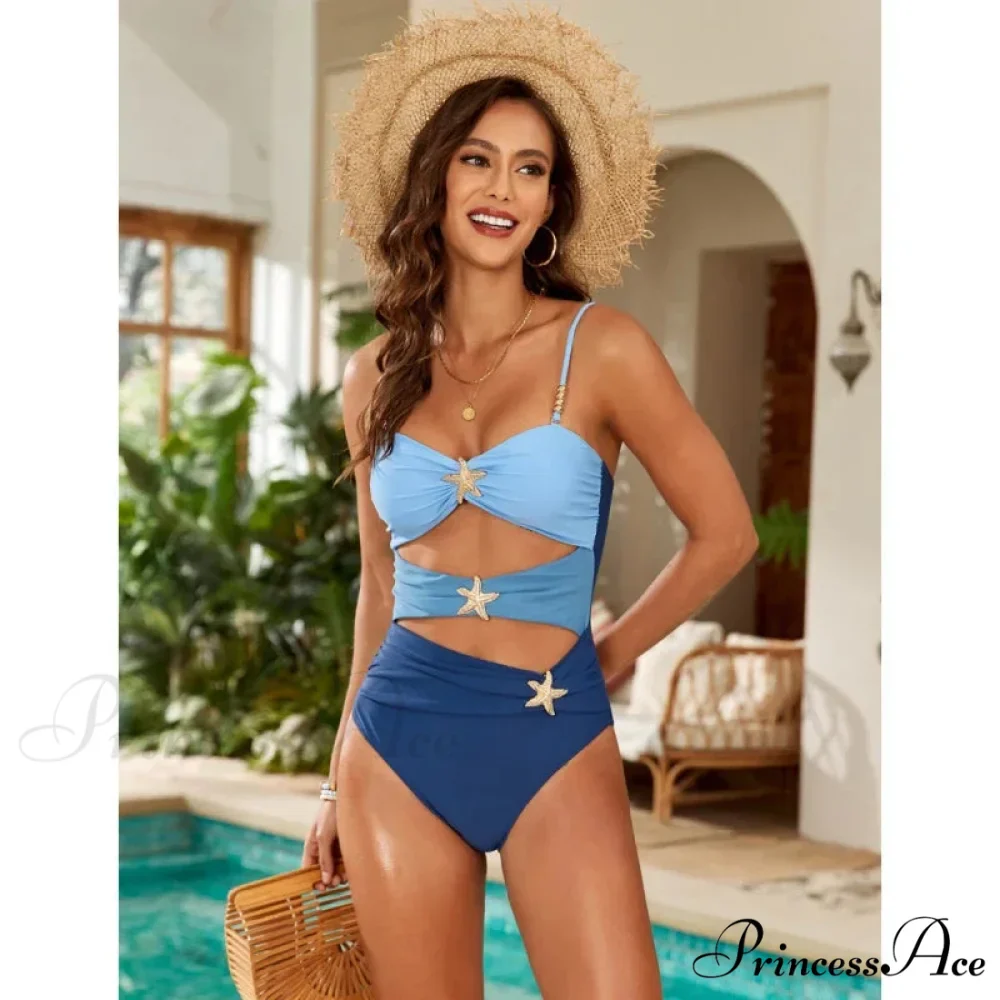 Starfish Hollow Crimped One Piece Swimsuit - Image 4