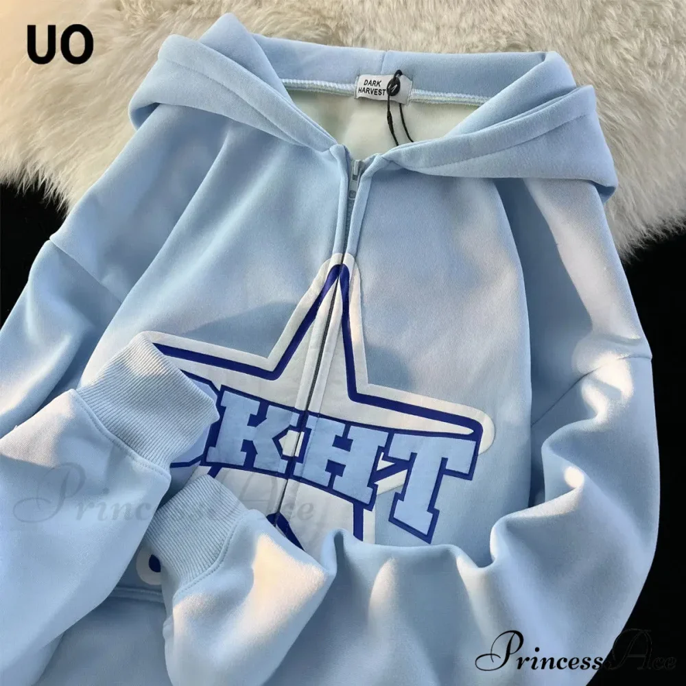 Stellar Print Vintage Zipper Hoodie - Image 6