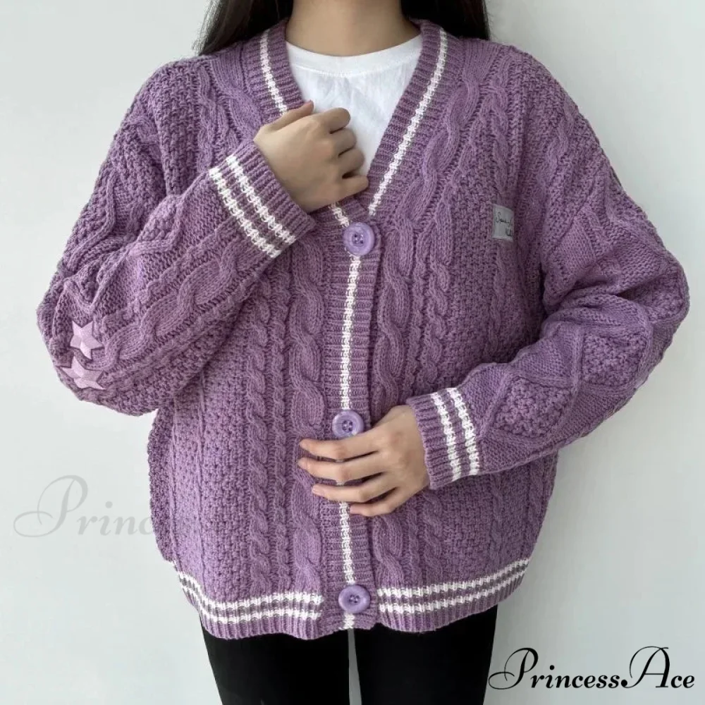 Stellar Stitched V-neck Cardigan - Image 2