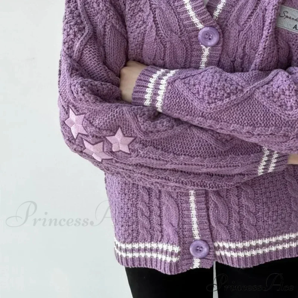 Stellar Stitched V-neck Cardigan - Image 5