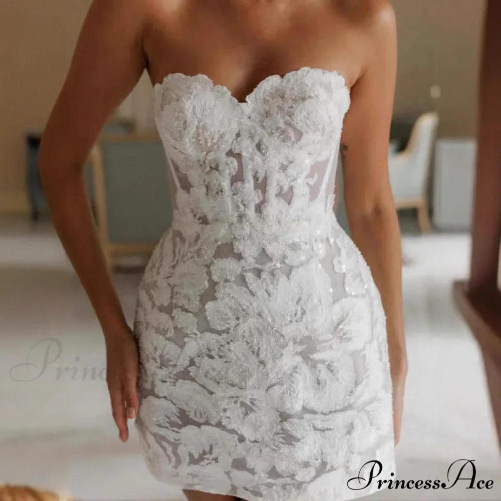 Stitched Bandeau Flared Evening Bridal Gown - Image 3