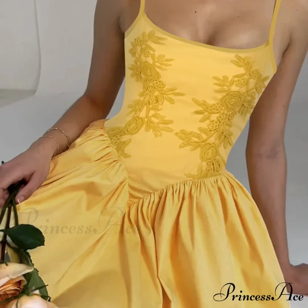 Stitched Blossom Elevated Waist Billowy Botanical Dress - Image 3