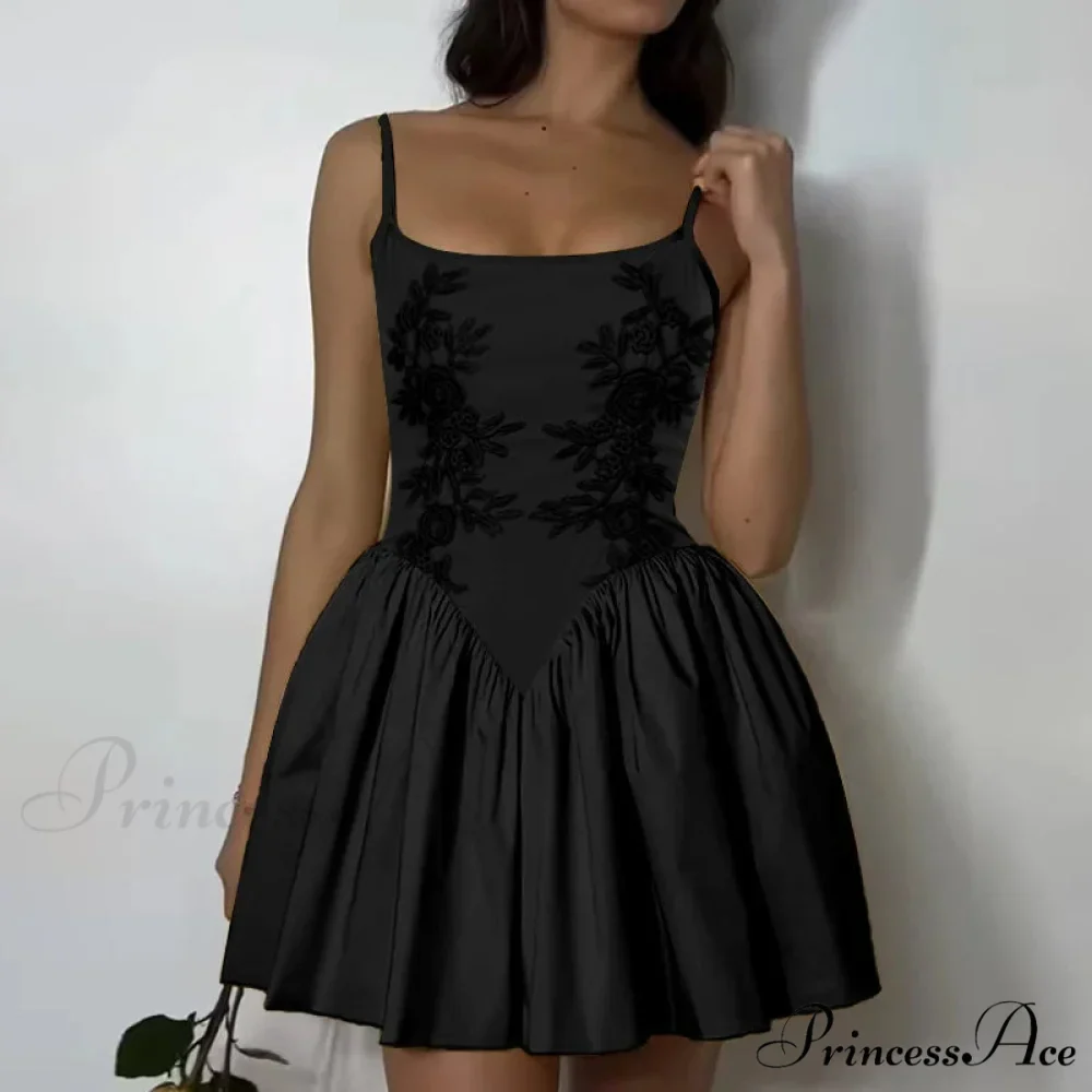 Stitched Blossom Elevated Waist Billowy Botanical Dress - Image 4