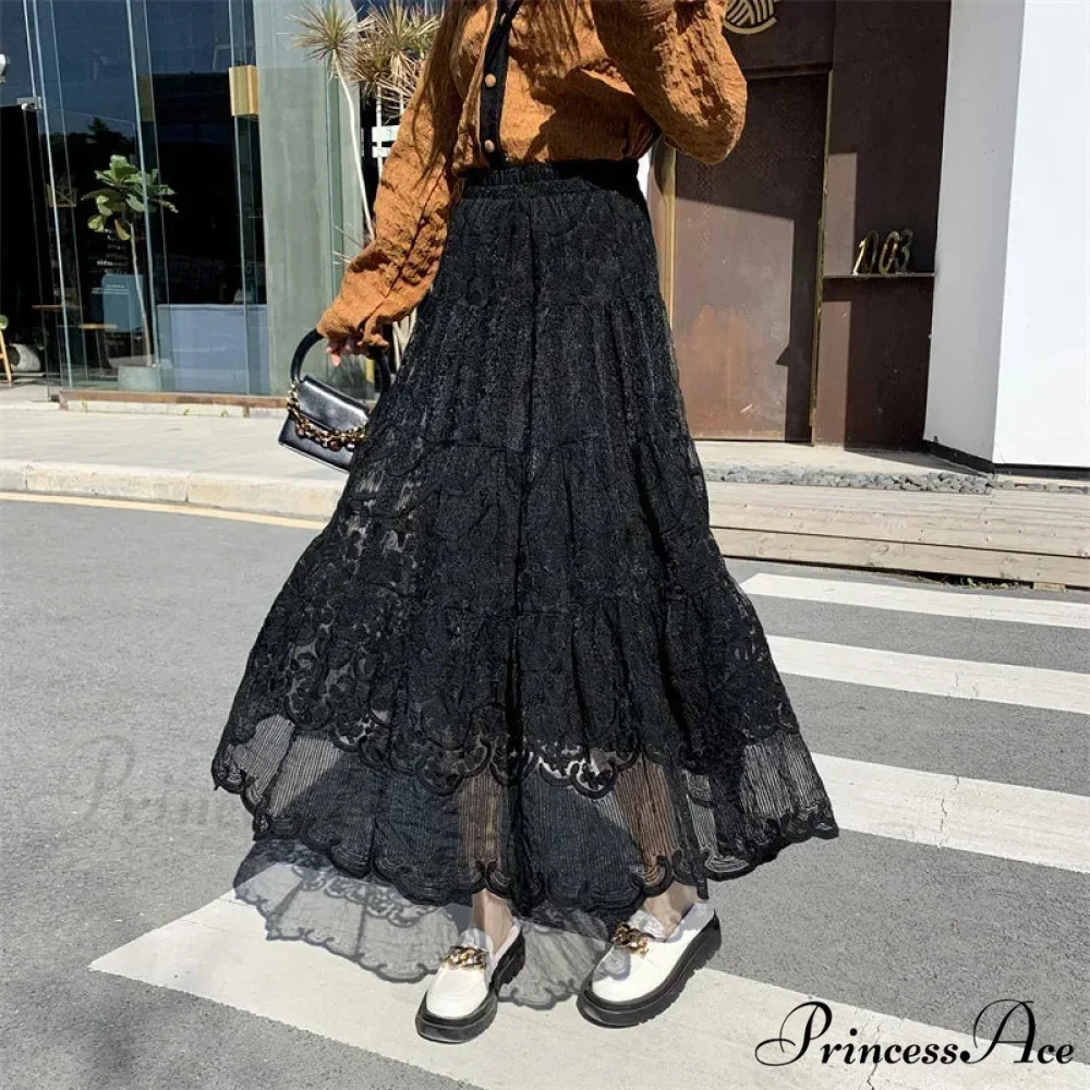 Stitched Blossom Lace Elevated Waist Bohemian Skirt - Image 7