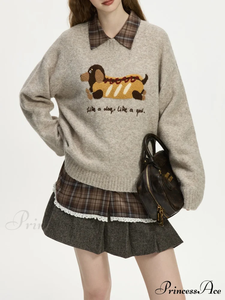 Stitched Circular Neck Dropped Sleeve Jumper - Image 3