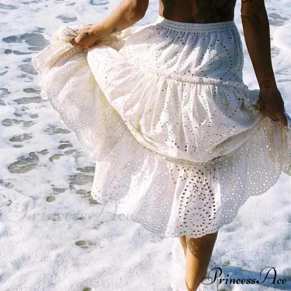 Stitched High Waist Bohemian Skirt - Image 2