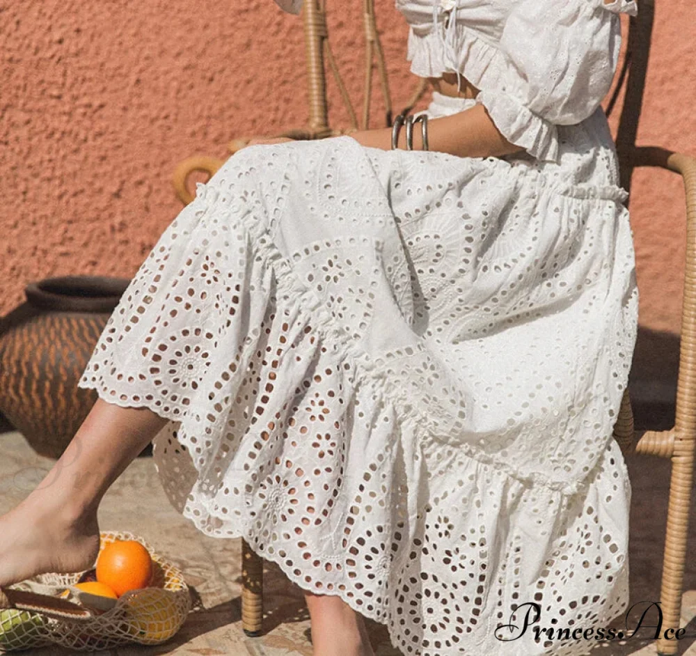 Stitched High Waist Bohemian Skirt - Image 3