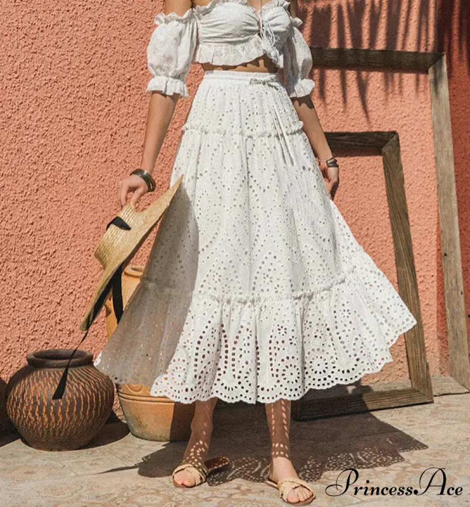 Stitched High Waist Bohemian Skirt - Image 4