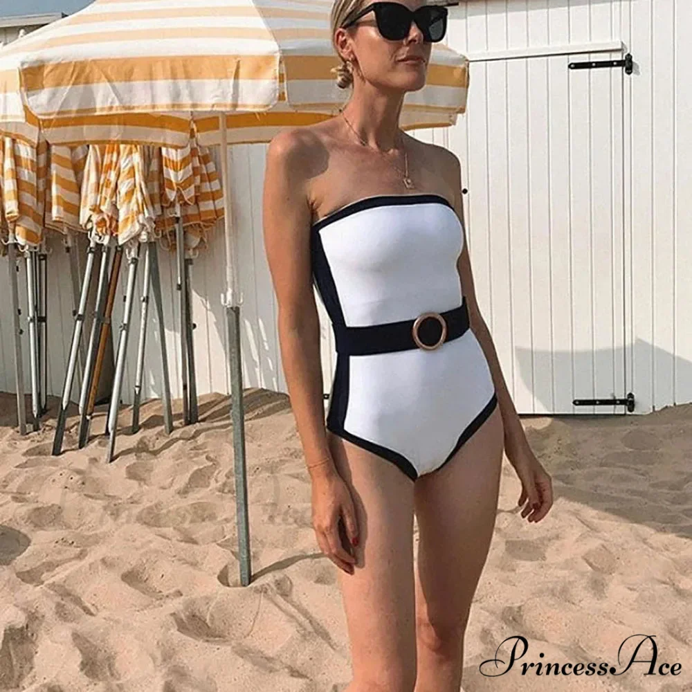 Strapless Multicolored Polka Dot Designer Swimsuit One Piece - Image 2